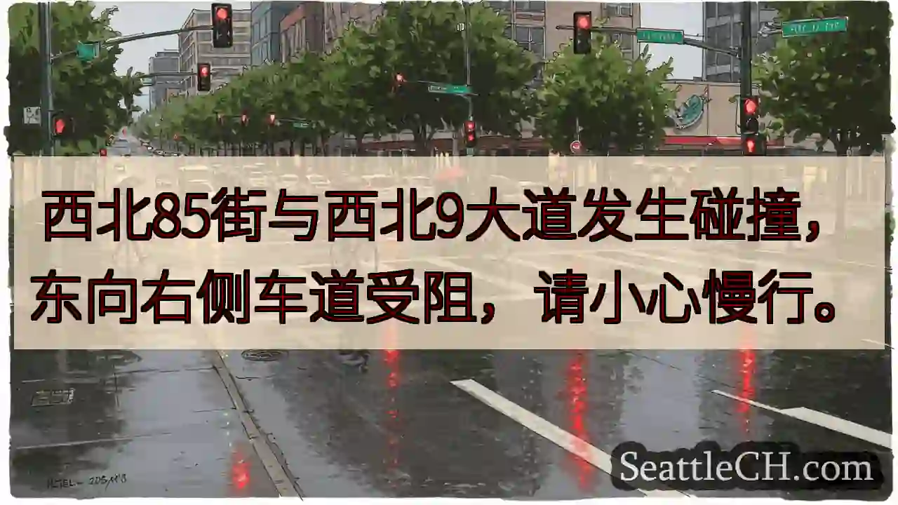 85街/9大道事故！东向右侧车道受阻。