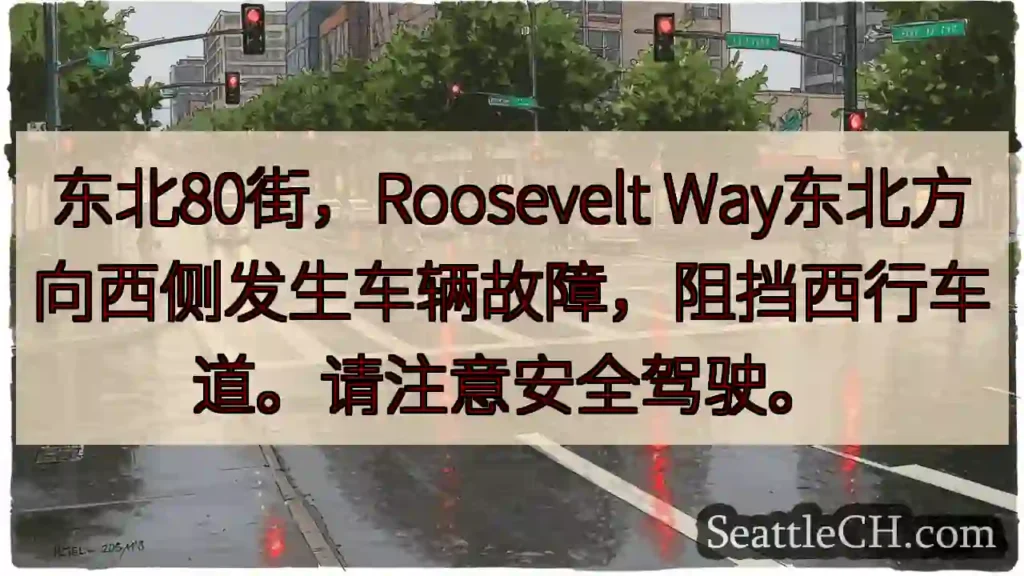80街故障!西行车道受阻,注意安全。