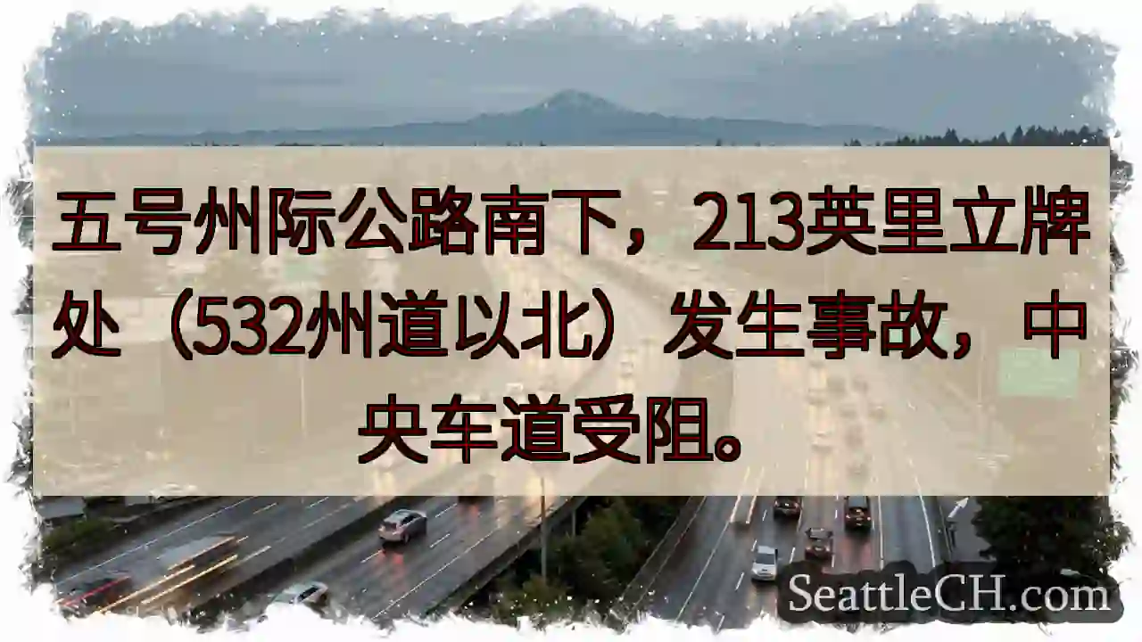 五号公路南下：事故！中央车道受阻