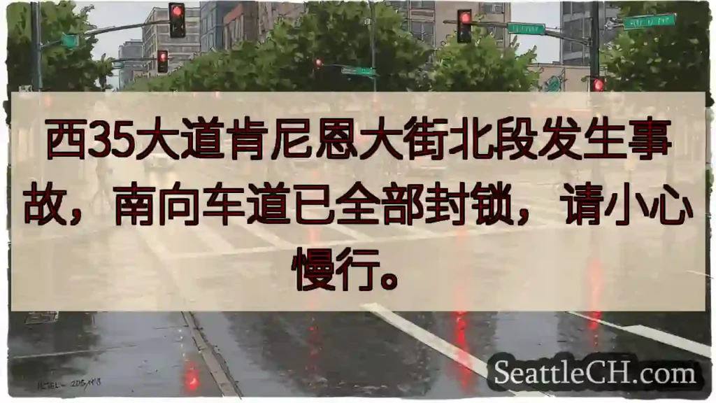 西35路封道!小心慢行。