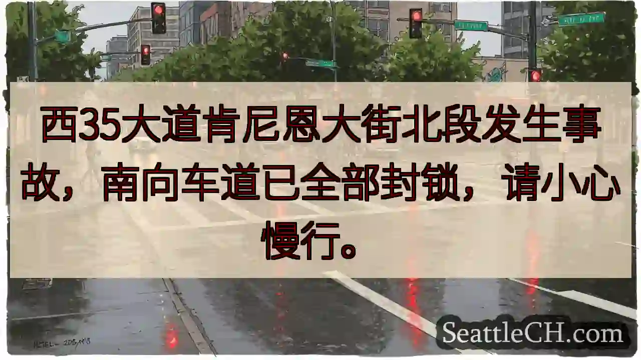 西35路封道！小心慢行。