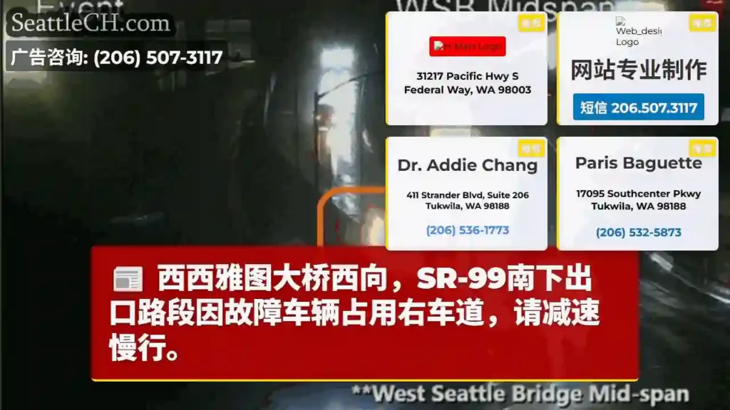 西雅图大桥：右车道故障，减速慢行！
