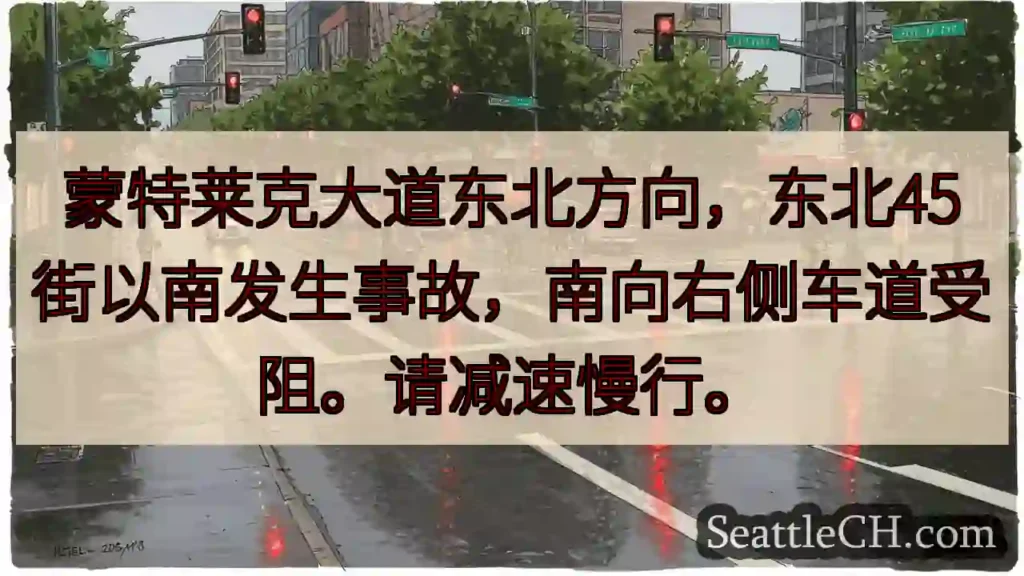 事故！蒙特莱克大道东向受阻