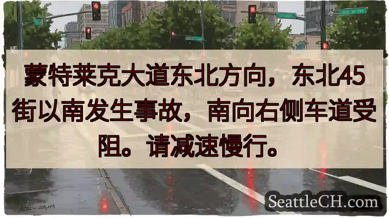 事故！蒙特莱克大道东向受阻
