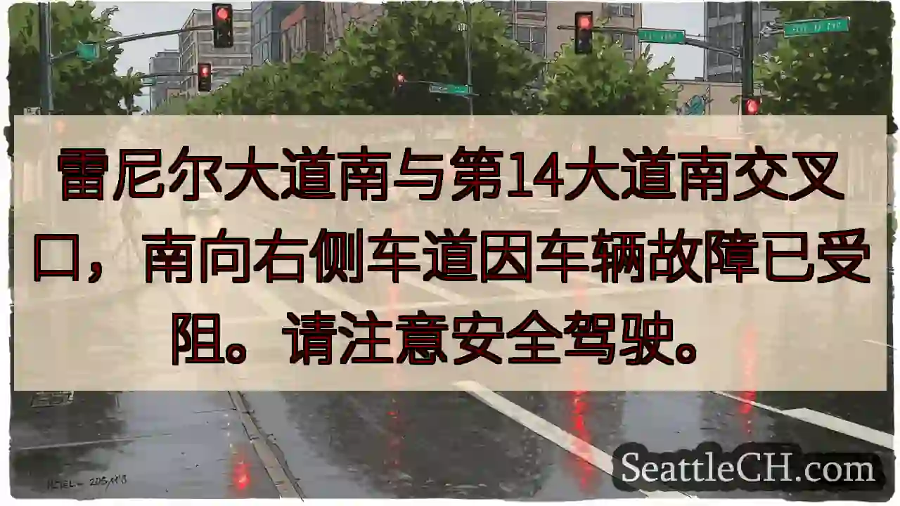 雷尼尔南路堵车！注意安全！