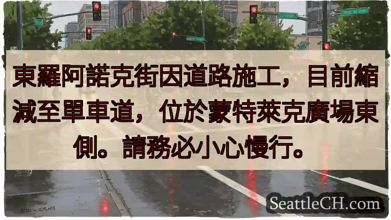 東阿諾克街：單車道通行，請慢行！