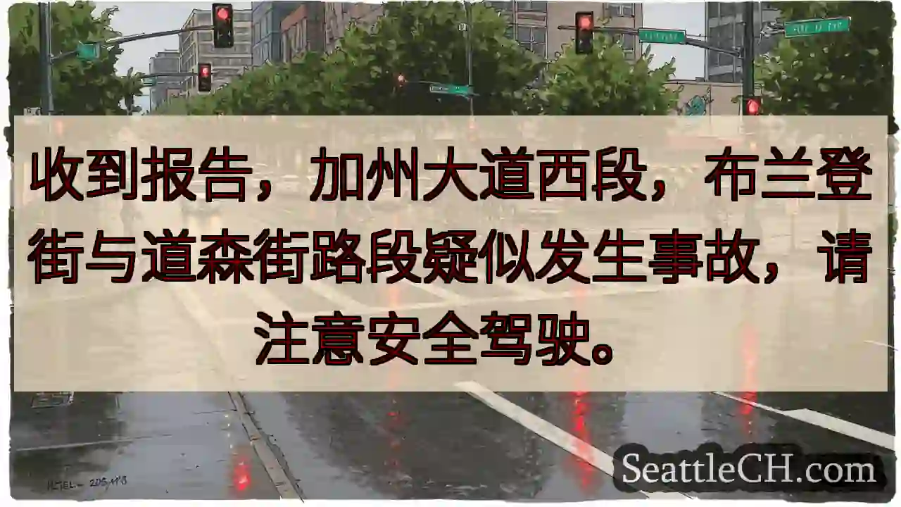 加州大道事故！小心驾驶。