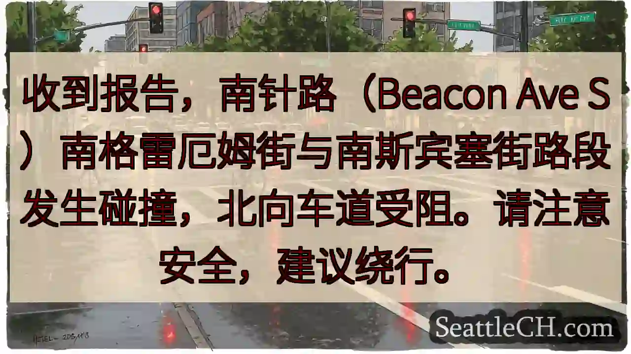 南针路事故！北向车道受阻，请绕行。