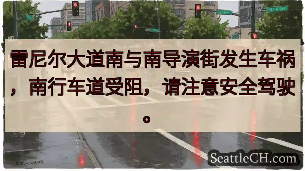 雷尼尔大道南：注意！车祸，南行受阻