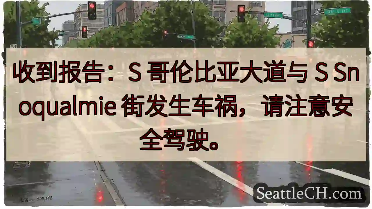 注意！S哥伦比亚路与S Snoqualmie街事故!