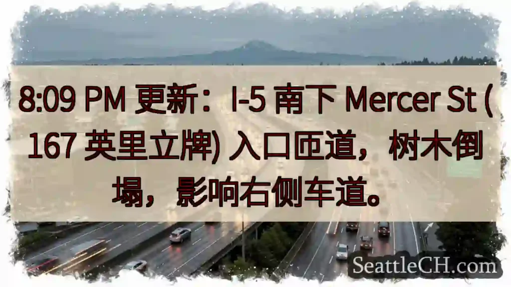 I-5 南匝道树木倒塌!