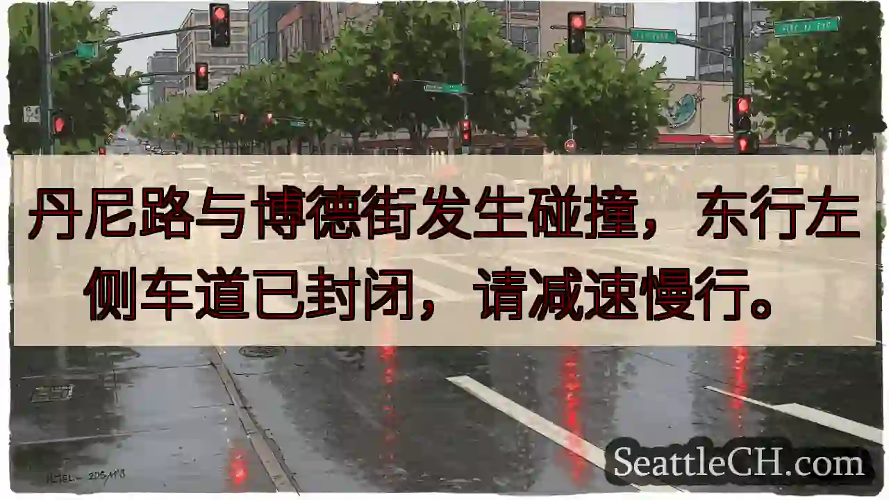 丹尼路事故！左侧车道封闭。