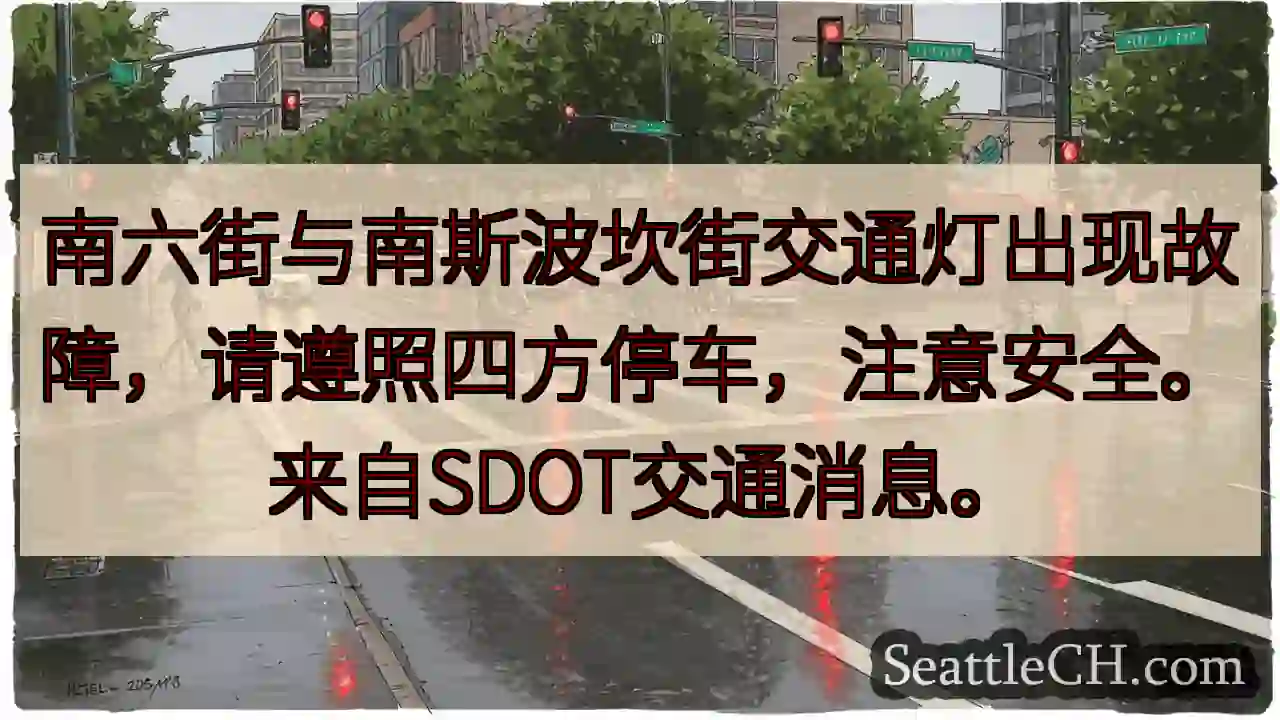 南六街/南斯波坎红灯故障！请注意安全！