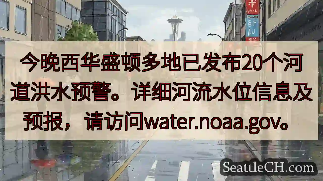 西华盛顿洪水预警！水位请查water.noaa.gov
