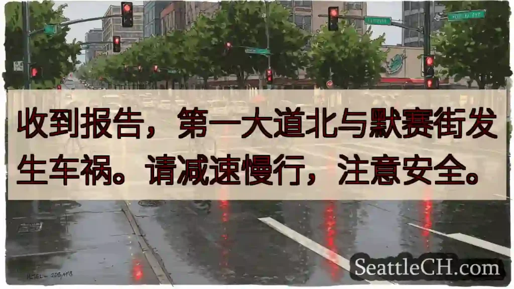 车祸！一北与默赛路，减速慢行！