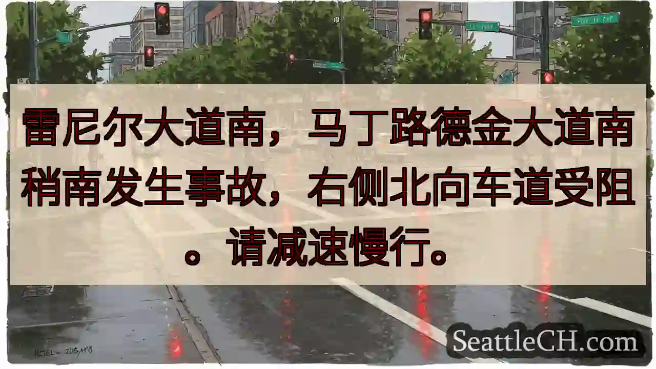 雷尼尔南、马丁路南事故！北向车道受阻