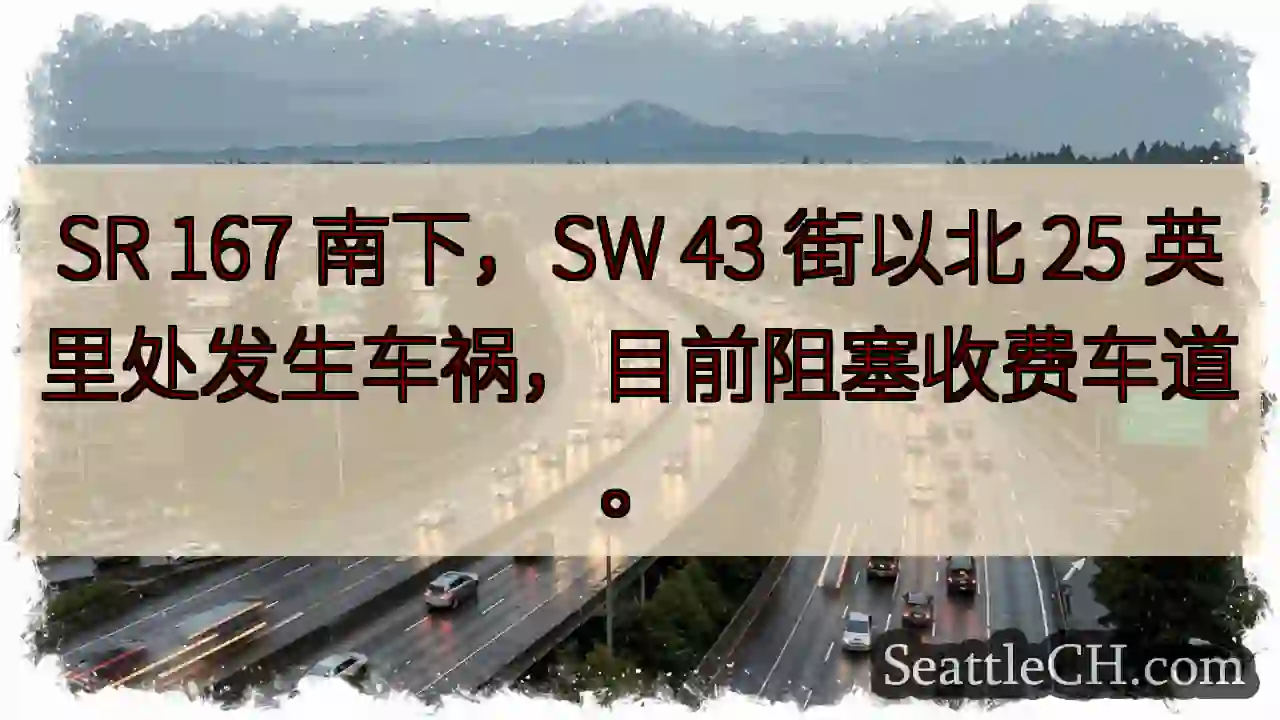 SR 167 南下事故！阻塞收费车道