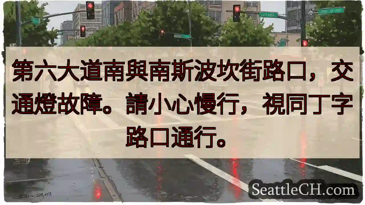 🚦灯故障！小心慢行。