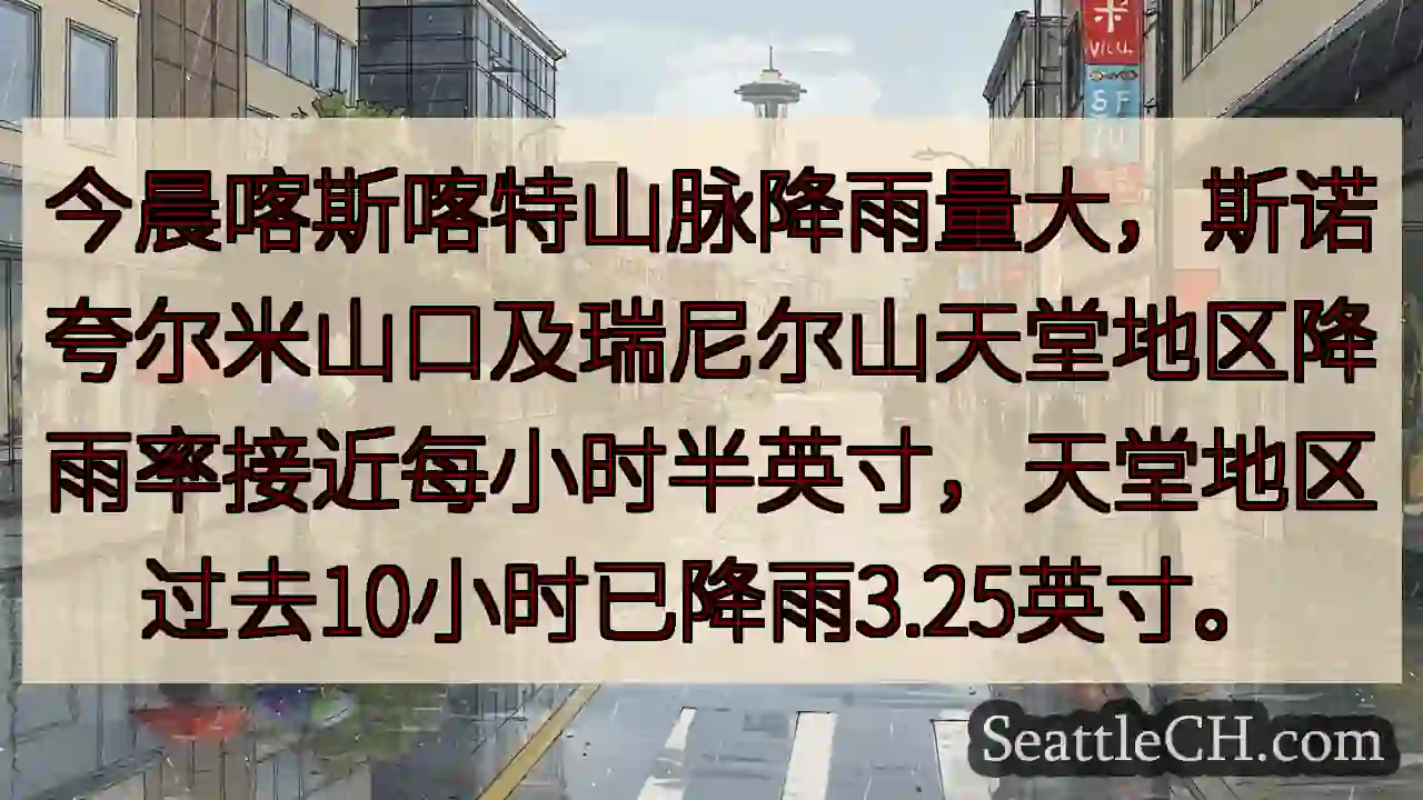 喀斯喀特山脉大雨！天堂地区已降3.25英寸