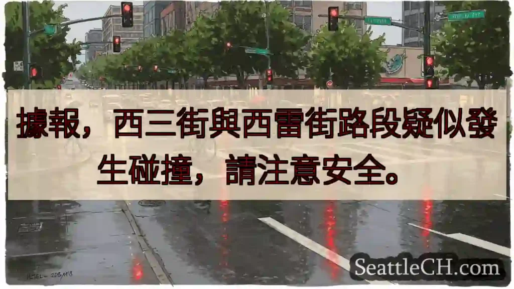 西三西雷路段注意!疑似碰撞。