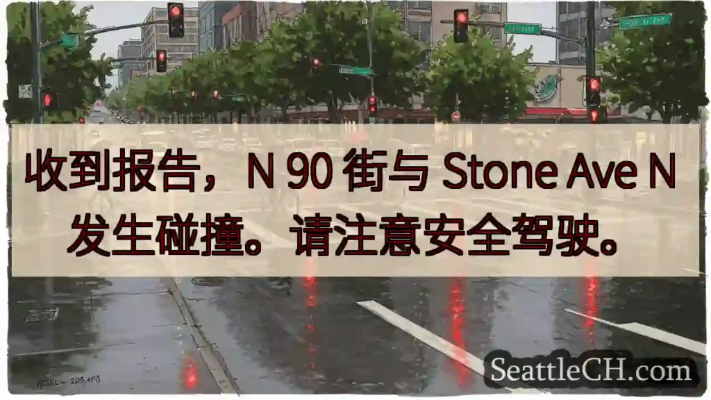 N 90 街 Stone Ave N 碰撞！注意安全！