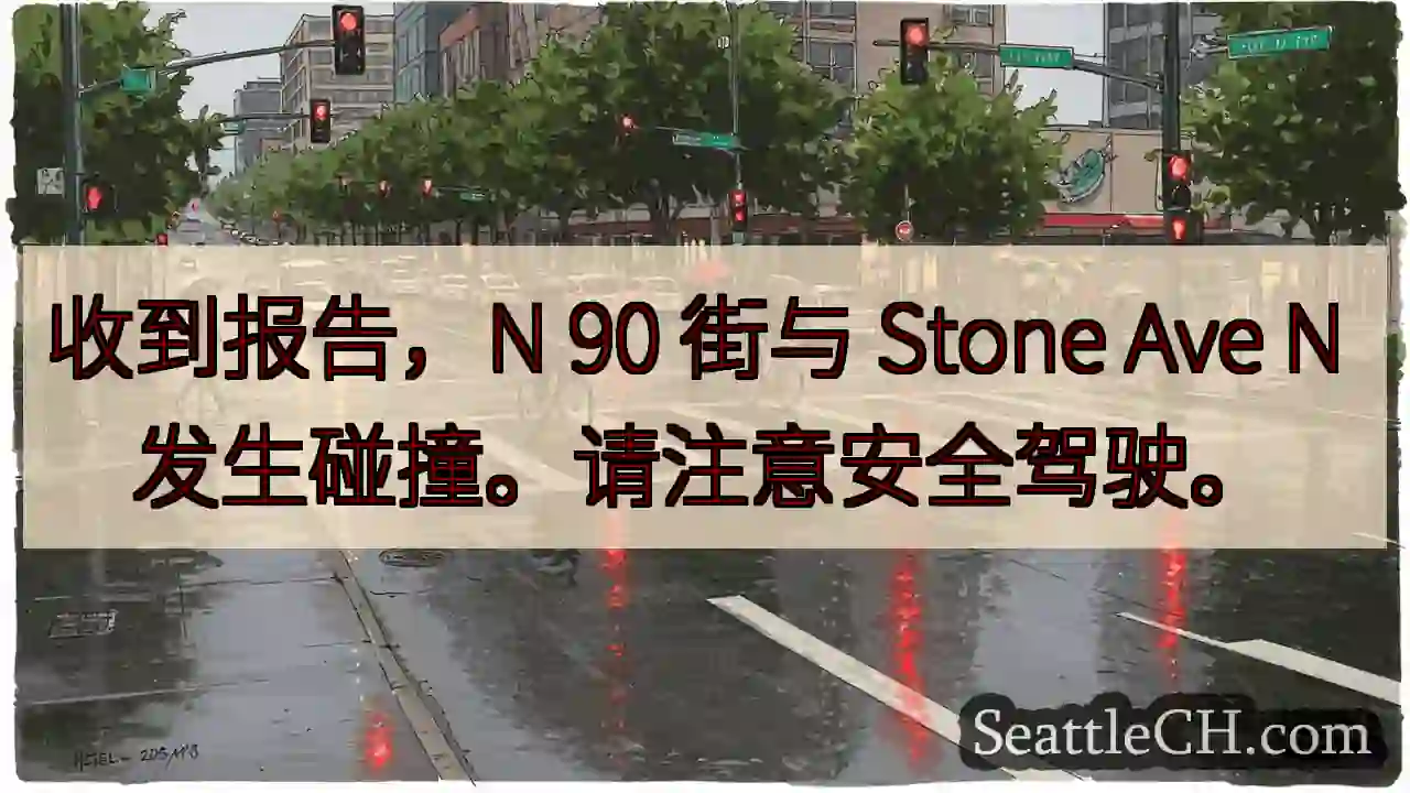 N 90 街 Stone Ave N 碰撞！注意安全！