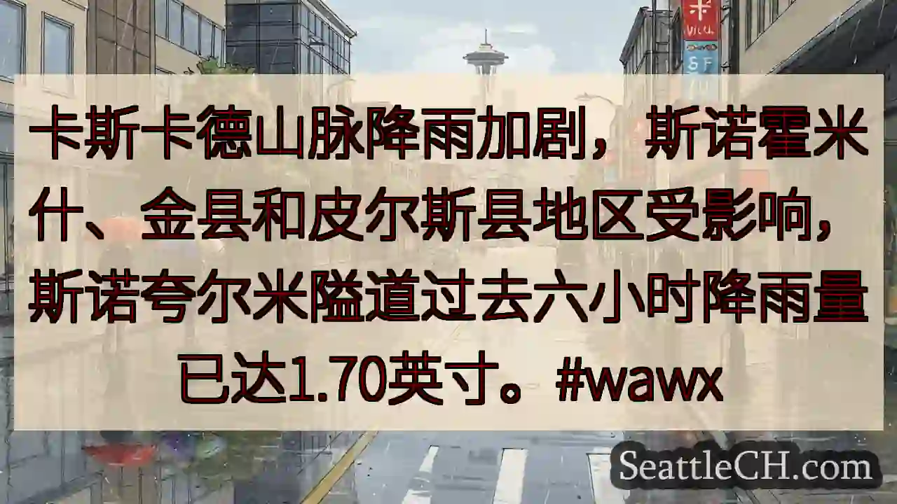 华盛顿州暴雨！斯诺夸尔米隘道1.7英寸