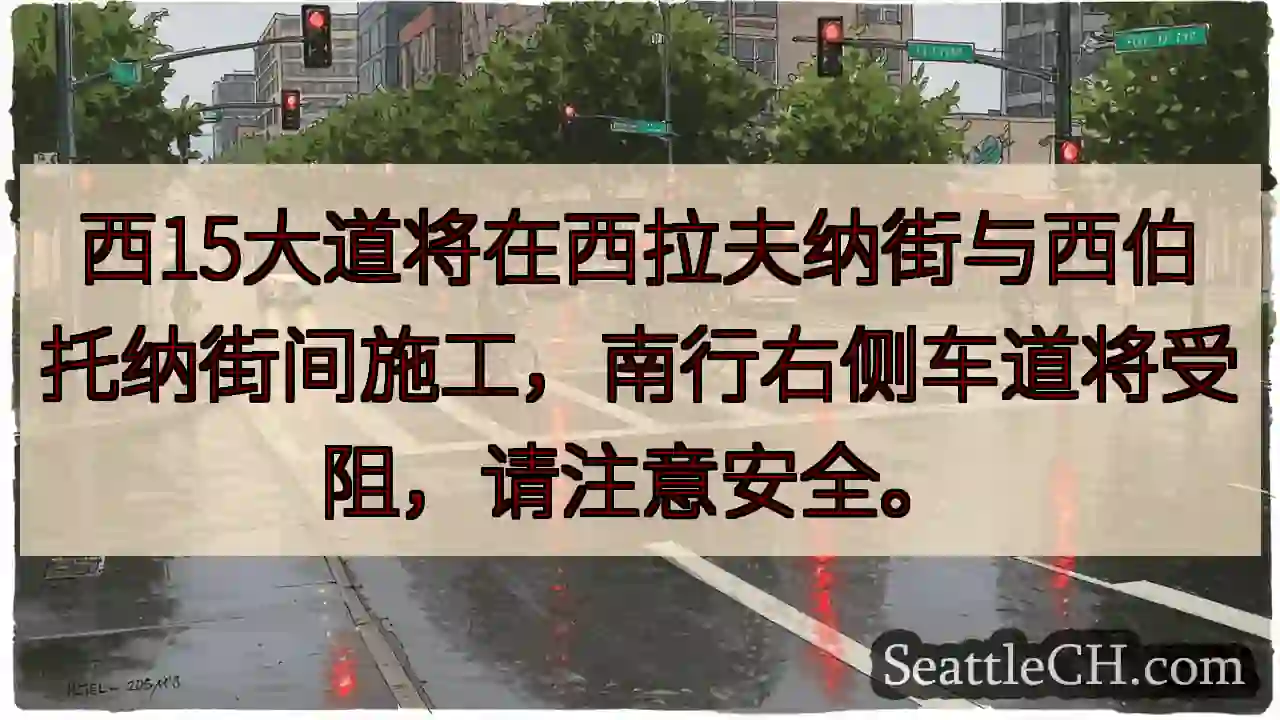 🚧 西15大道施工！右侧车道受阻