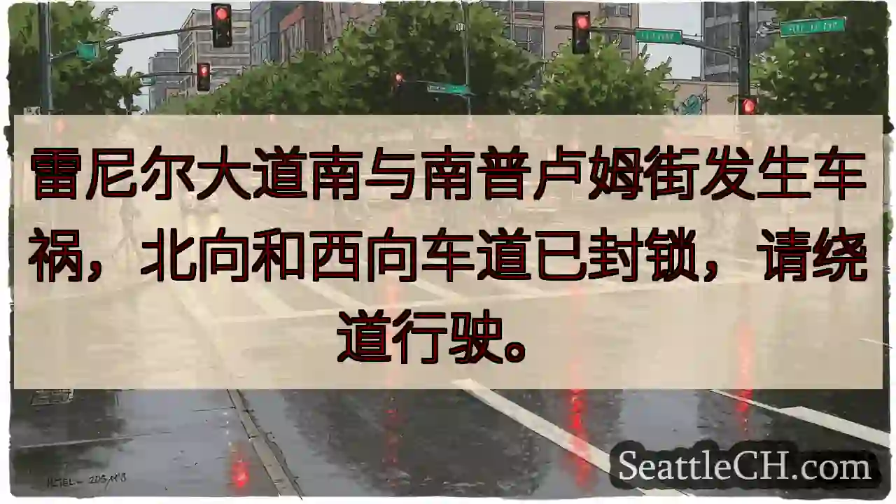 雷尼尔路南事故！西向北向封路