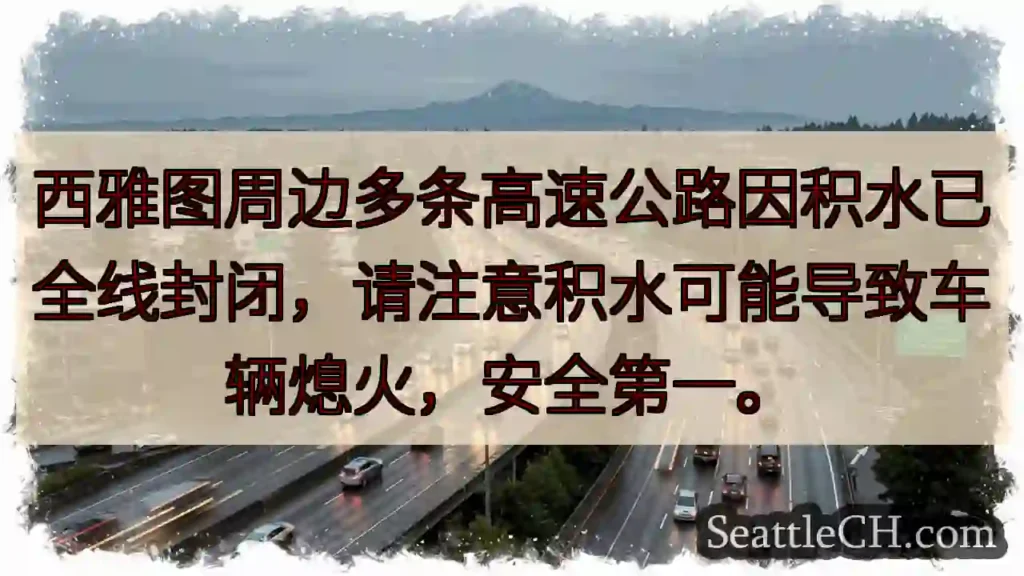 西雅图高速公路：积水封路！