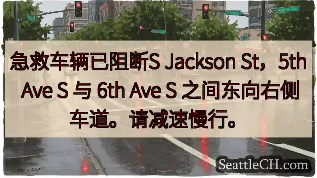 S Jackson St 东向右侧车道中断!
