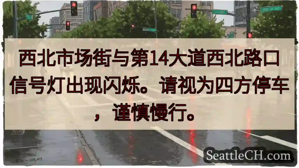 闪烁!请停车,慢行!