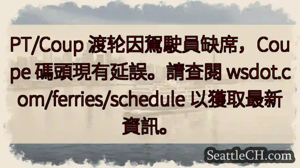 渡轮延误!请查阅最新时刻表。