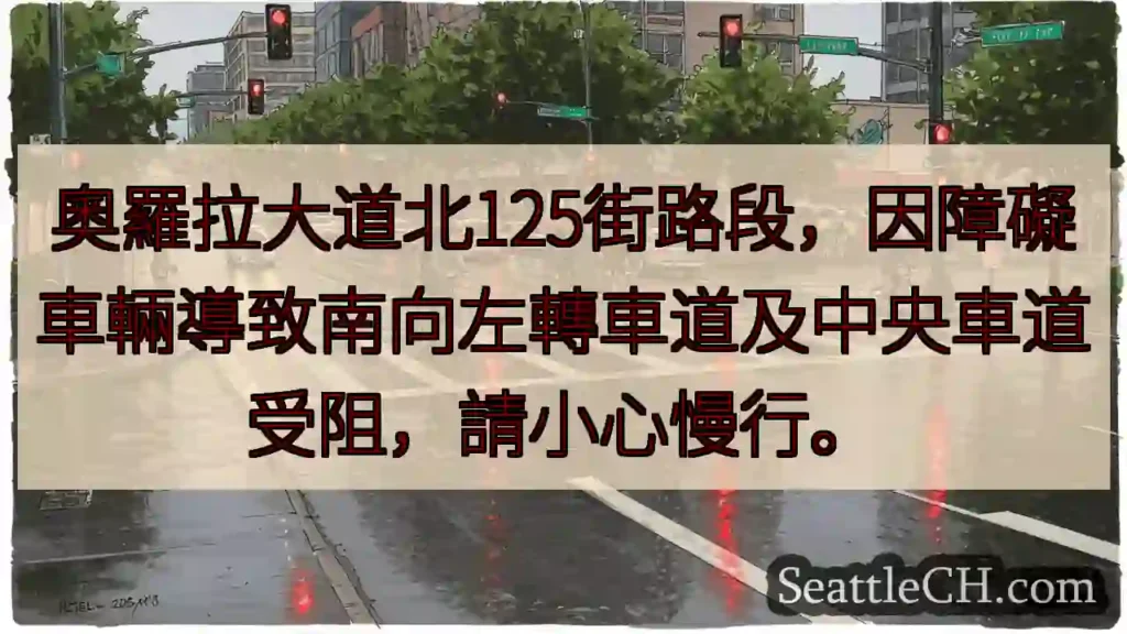 125街奧羅拉大道：南向車道受阻！