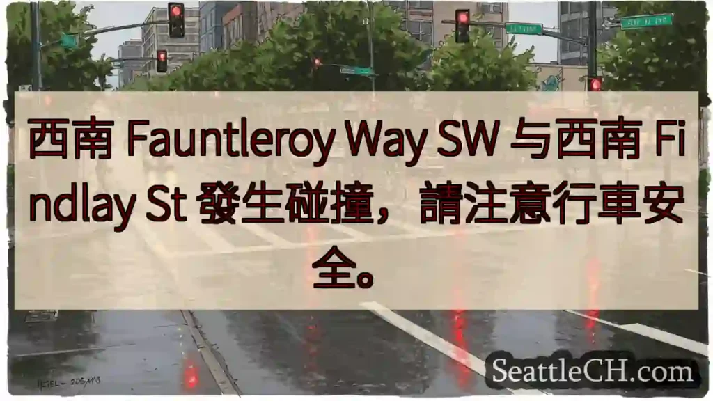 Fauntleroy Way SW 与 Findlay St 事故!小心驾驶。