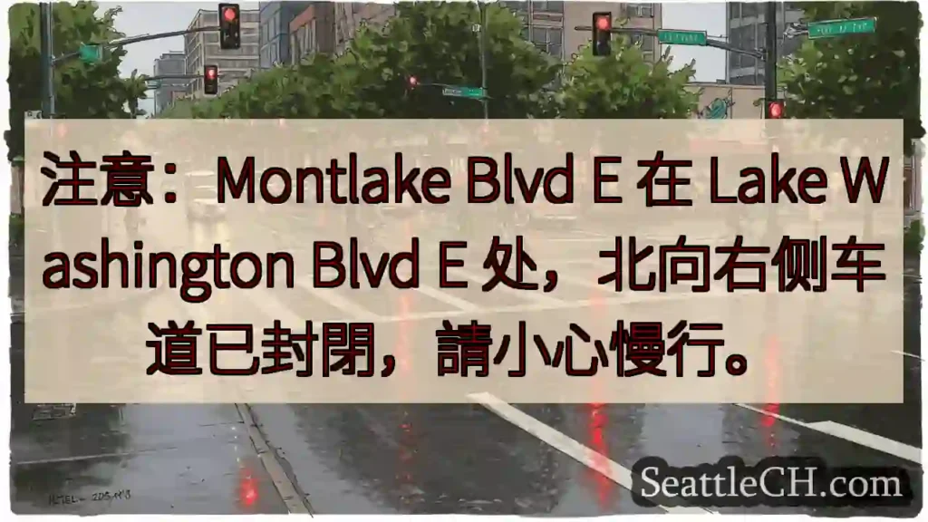 Montlake E: 右侧车道已封閉!