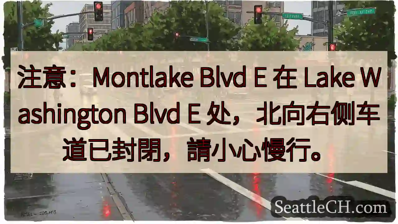 Montlake E: 右侧车道已封閉！