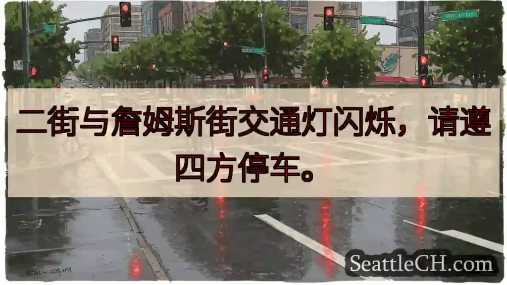 二街/詹姆斯路:灯闪烁,停车!