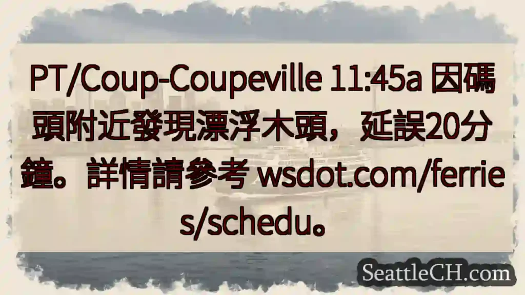 渡輪延誤20分鐘！