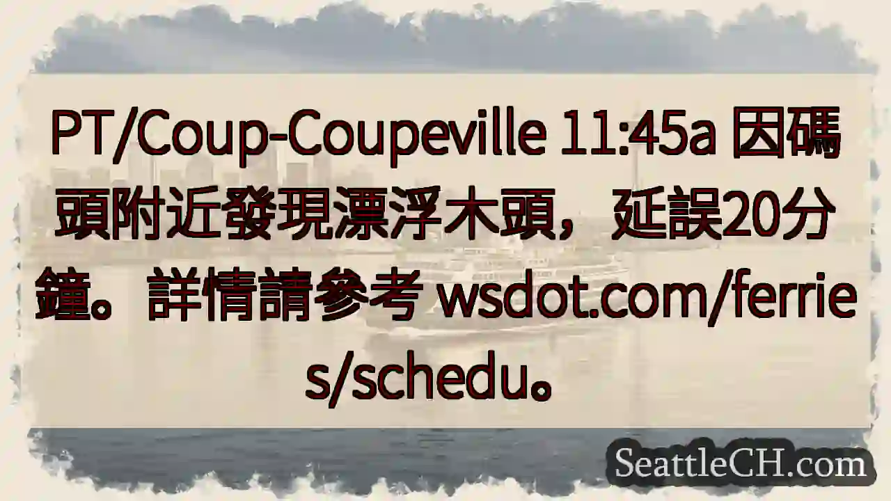 渡輪延誤20分鐘！