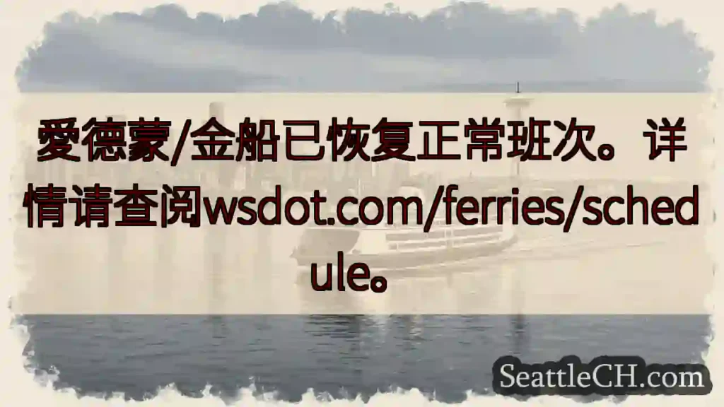 金船班次已恢复！