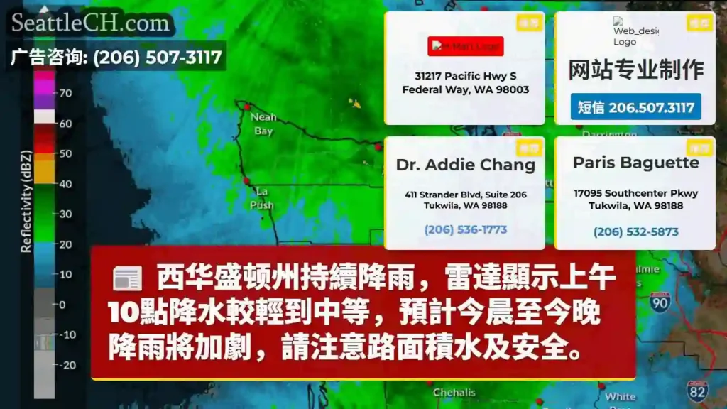 西華盛頓州持續降雨,注意積水!