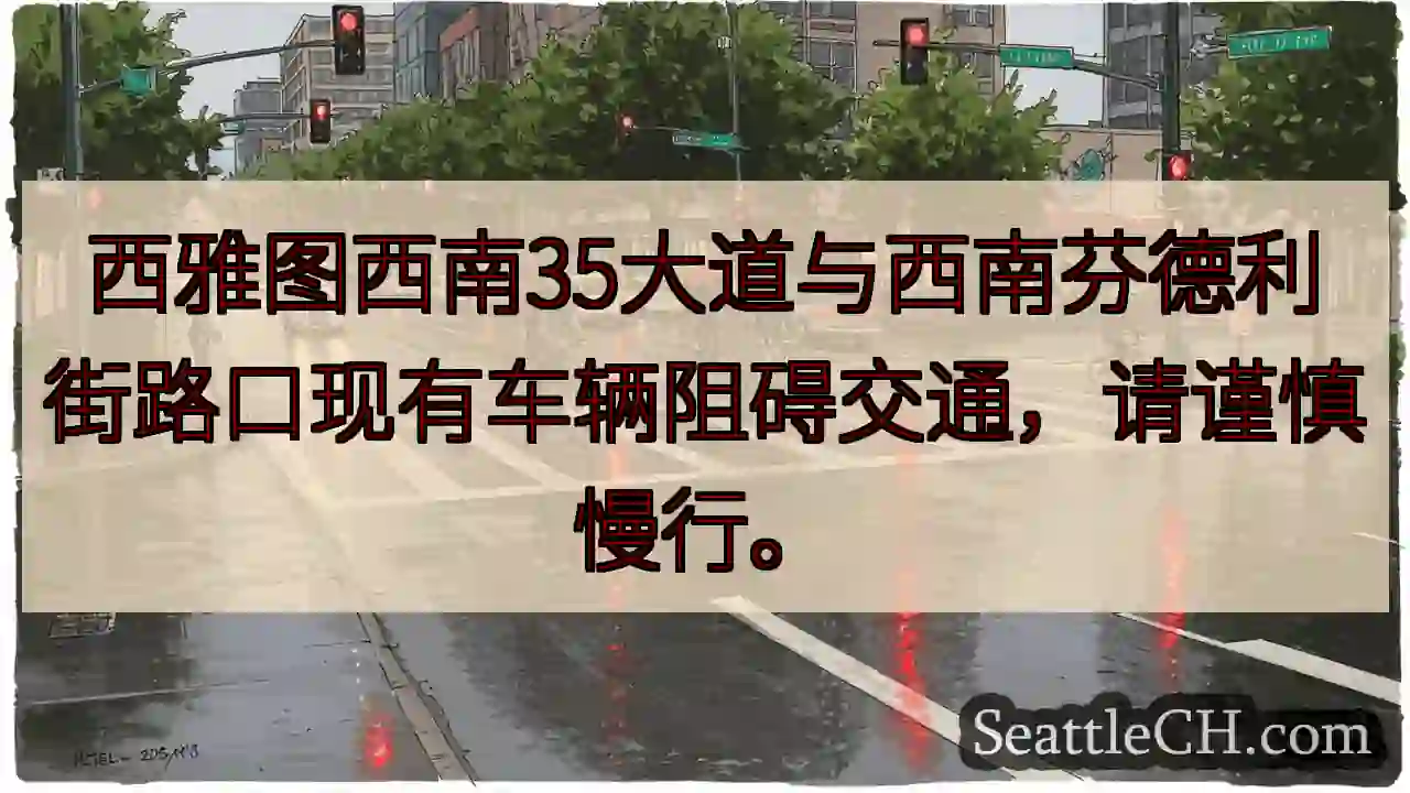 路口拥堵，请减速慢行！