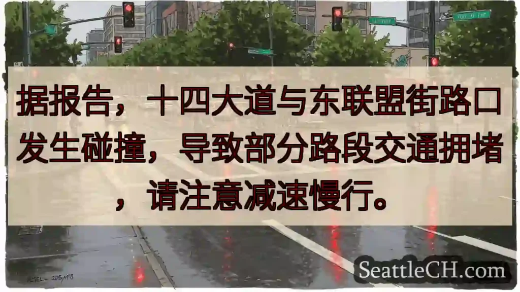 十四大道东联盟路口事故！减速慢行