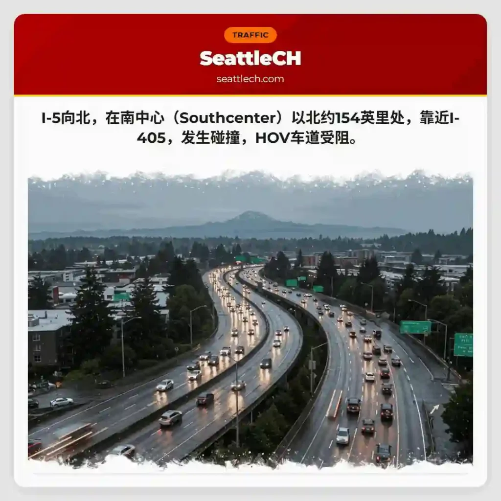 I-5事故!南中心北约154英里