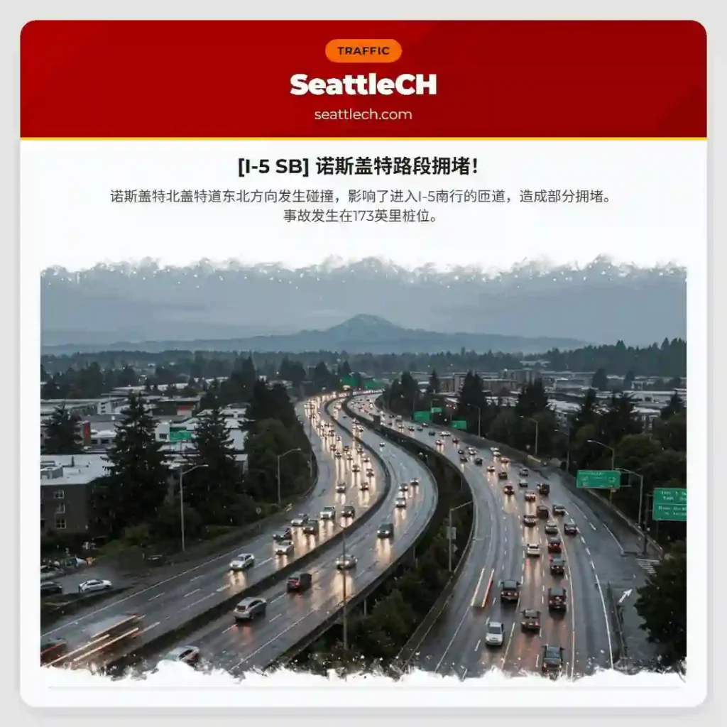 [I-5 SB] 诺斯盖特路段拥堵！