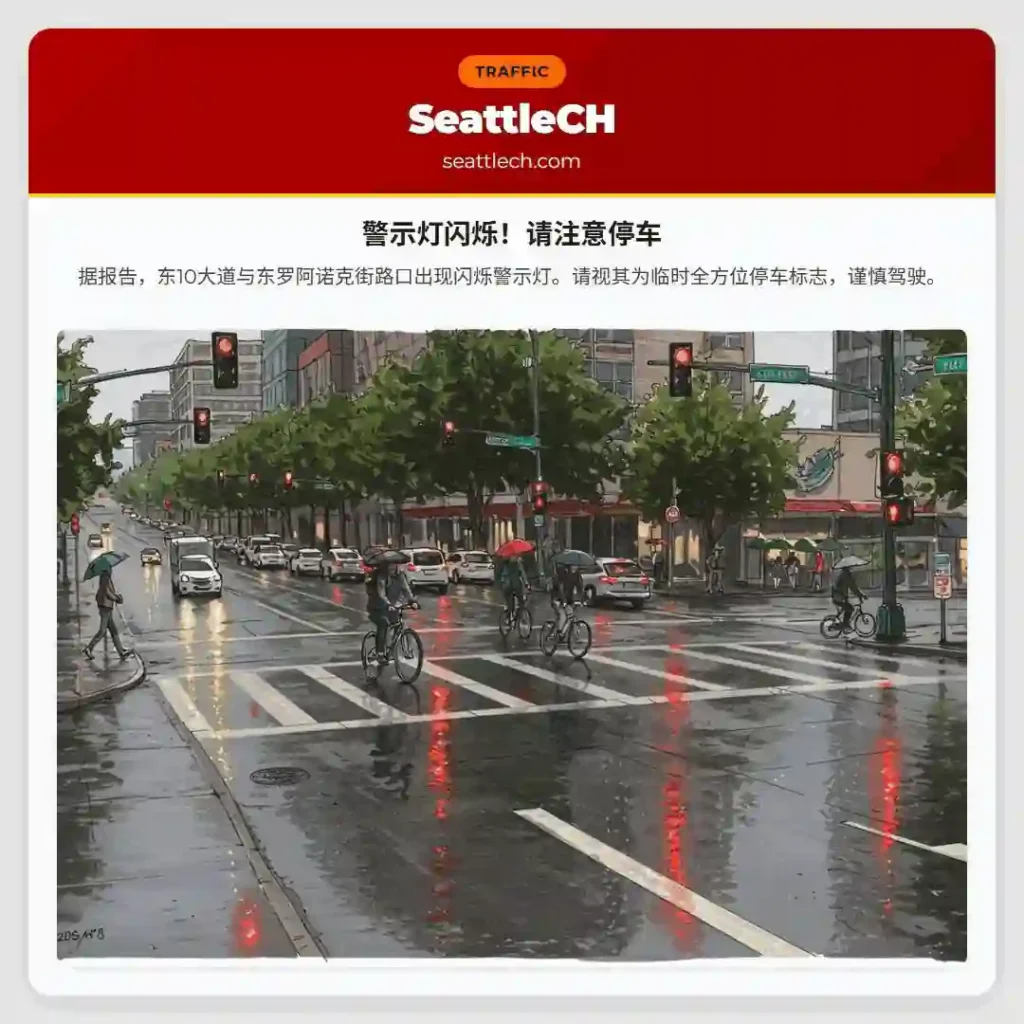 警示灯闪烁！请注意停车