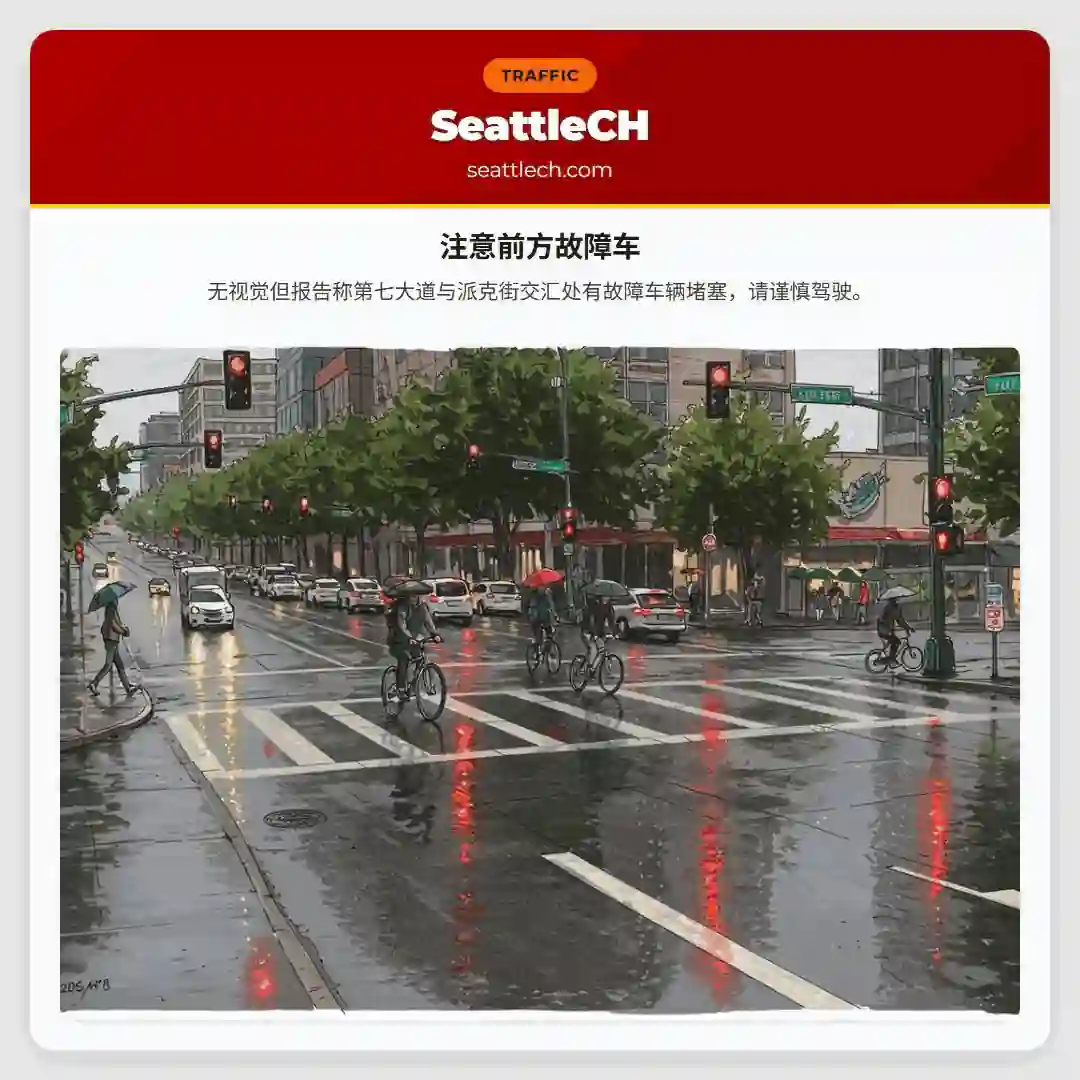 注意前方故障车