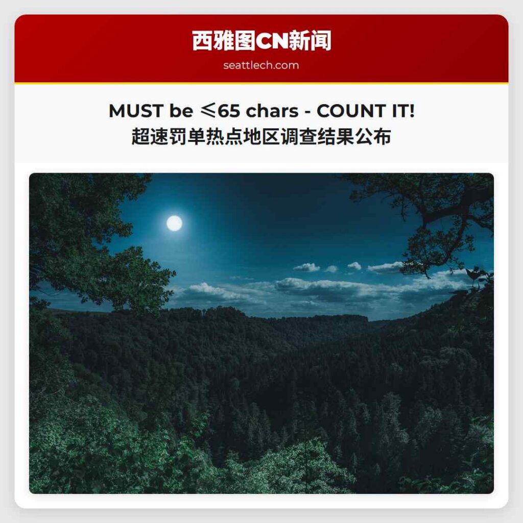 MUST be ≤65 chars - COUNT IT!超速罚单热点地区调查结果公布