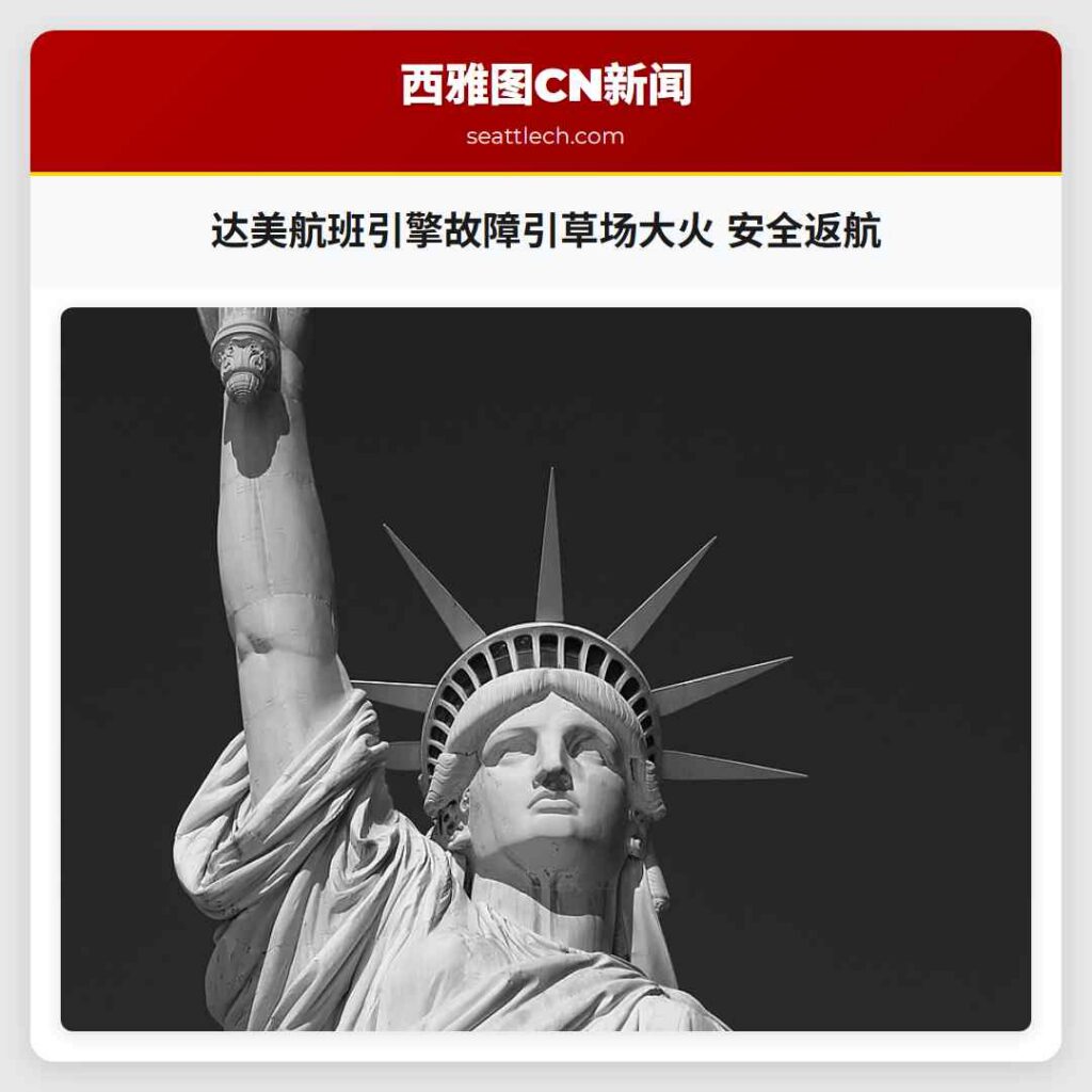 达美航班引擎故障引草场大火 安全返航